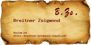 Breitner Zsigmond névjegykártya